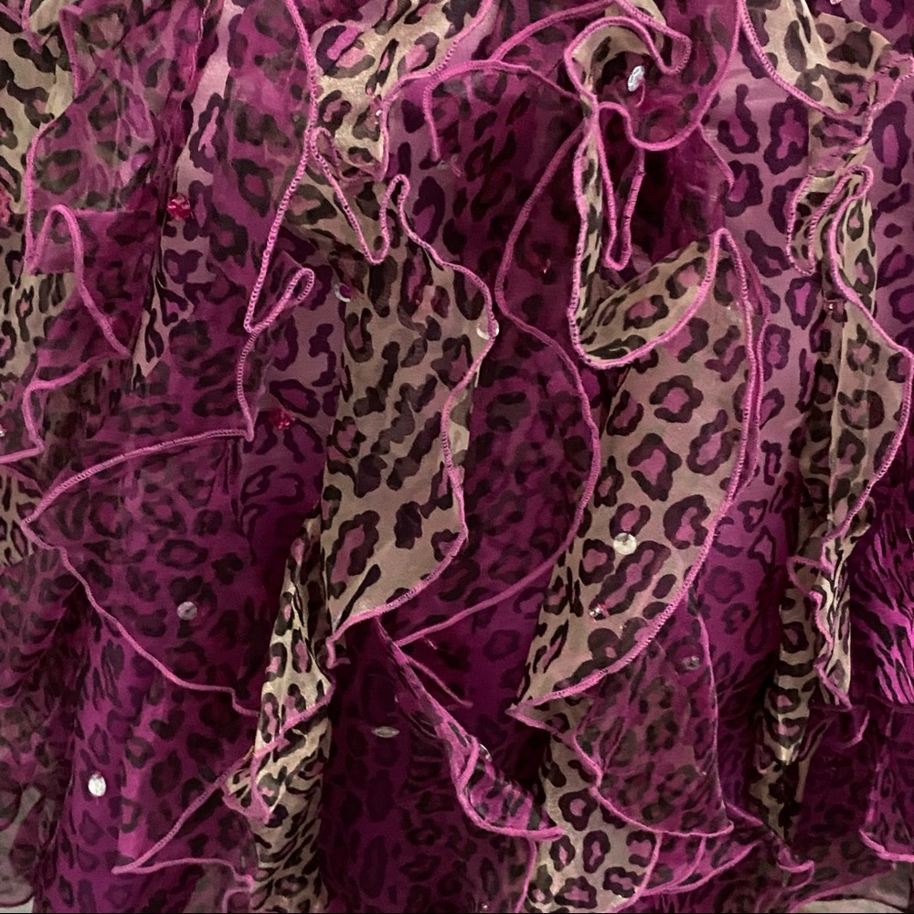 MoriLee Pink Leopard Tulle and Rhinestones Party Dress Size 13 - Picture 8 of 16